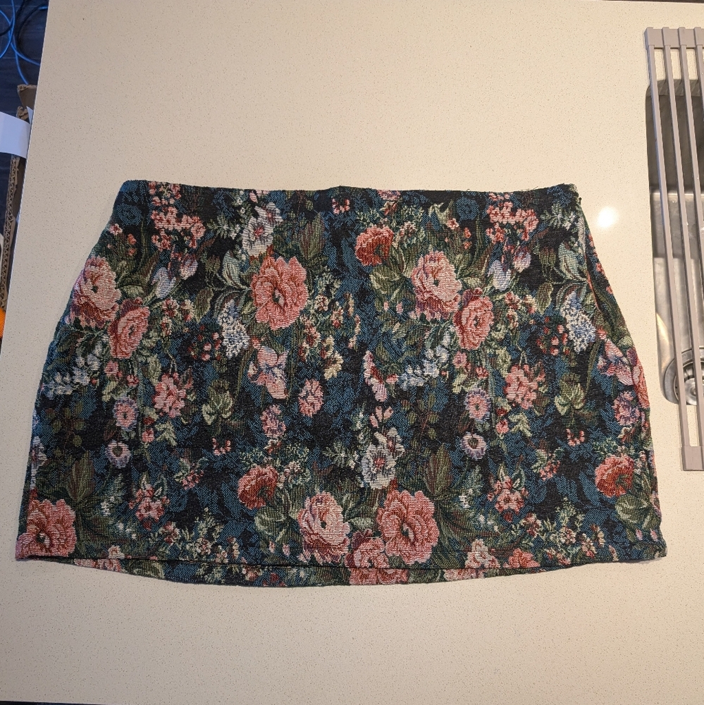 SHEIN Floral Mini Skirt - Pink and Green